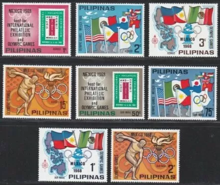 Philippines 1968 Summer Olympic Mexico 1968 Complete set postage stamps