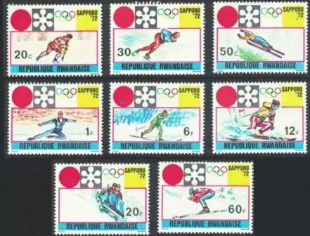 Rwanda year 1972 - Sapporo Olympic Games Complete set set postage stamps