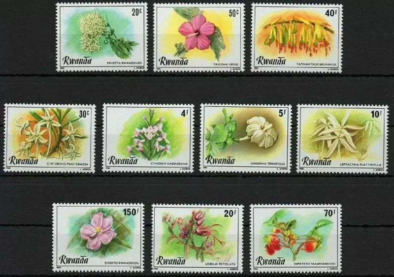 Rwanda year 1981 Flowers - full Set Mint never hinged New