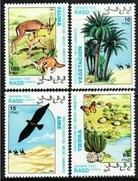 Sahara year 1992 fauna stamps