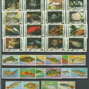 Sea and river Fishes lot stamps