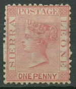 Sierra Leone year 1872. 1d stamp Red Rose MH