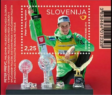 Slovenia year 2016 stamp Ski jumper Peter Prevc - world champion