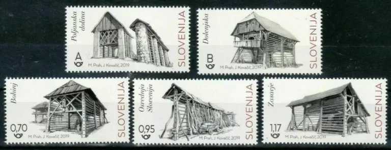 Slovenia year 2019 stamps Architecture Hayracks of Slovenia