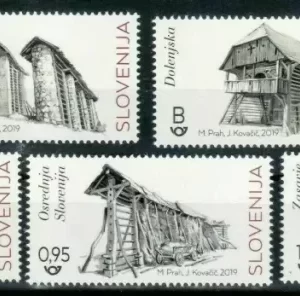 Slovenia year 2019 stamps Architecture Hayracks of Slovenia