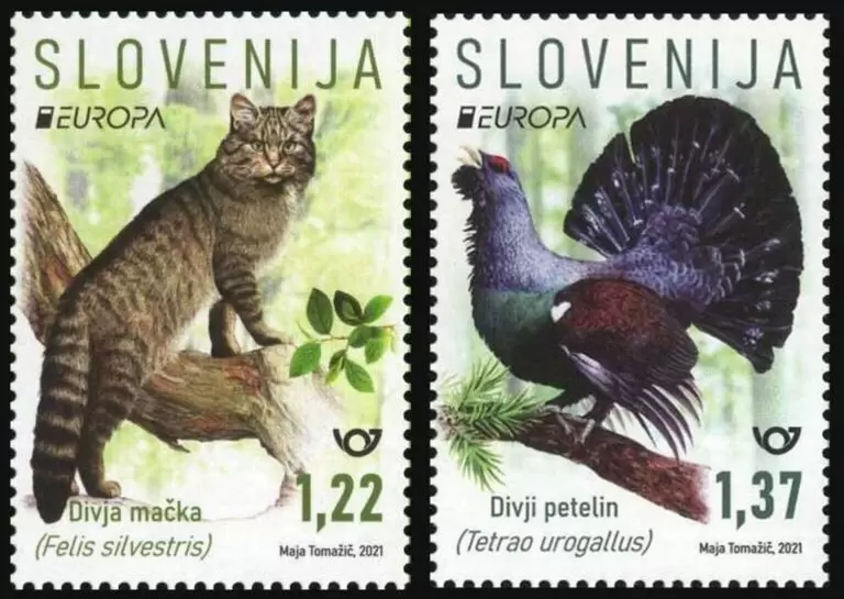 Slovenia 2021 Europe CEPT endangered fauna, wild cats birds MNH