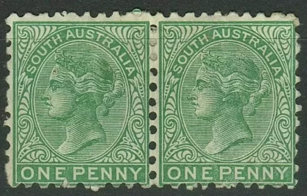 South Australia year 1868 stamps - 1d blue green