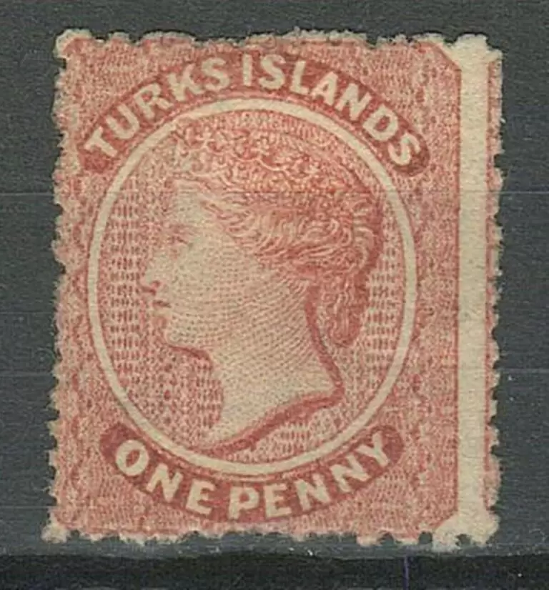 Turks Islands year 1873 -1879 stamp One penny Perf 11-12½ x 14 Unused