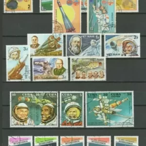 Worldwide postage stamps Universe Spaceplane Airplane Apollo