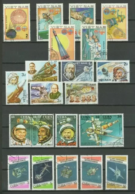 Worldwide postage stamps Universe Spaceplane Airplane Apollo