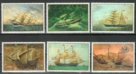 Yugoslavia year 1969 - Art Painting - Ships full set postage stamps