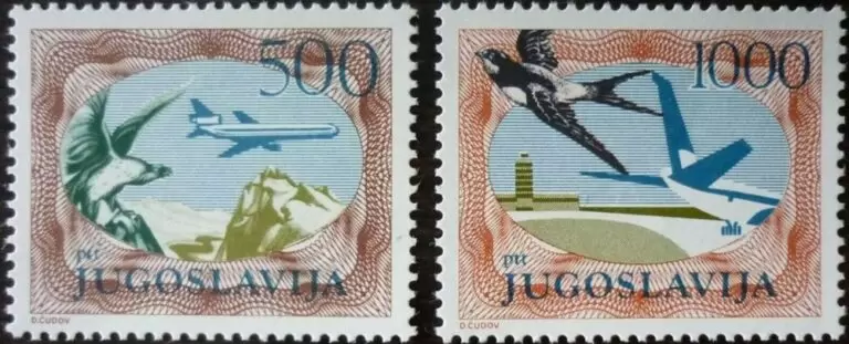 Yugoslavia 1985 Airmail Stamps – Birds & Airplanes set