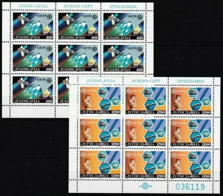 Yugoslavia year 1988 Europa Cept - Space - Transport MNH stamps set