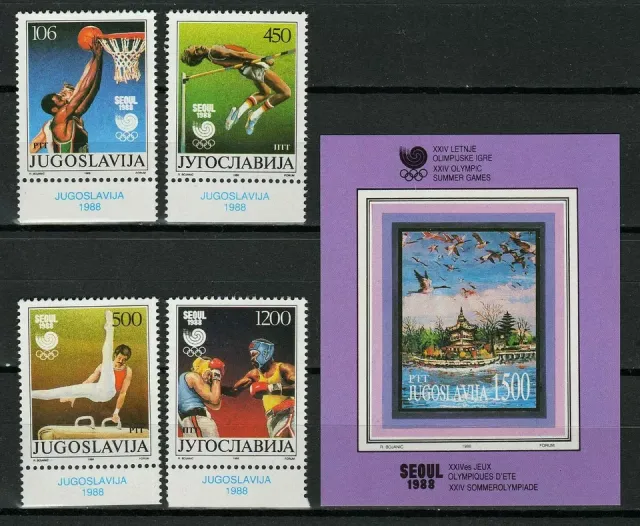 Yugoslavia 1988 Sport - Seoul Olympic games postage stamps