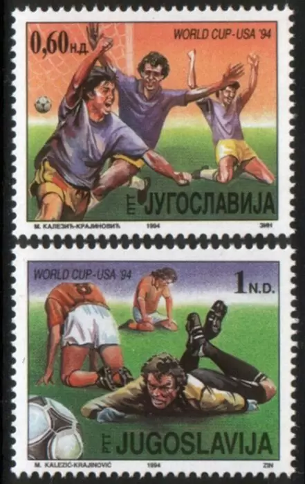 Yugoslavia year 1994 stamps - Football World cup USA full set