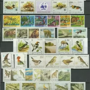 Yugoslavia Fauna – Animals Birds Bears, fishes postage stamps