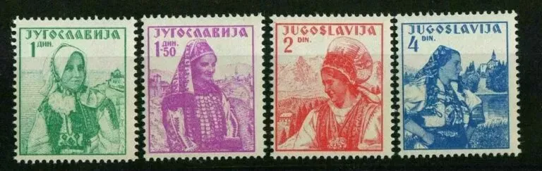 Yugoslavia Kingdom year 1937 - National costumes postage stamps