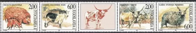 Yugoslavia / Serbia year 1999 - Fauna, Farm animals postage stamps set