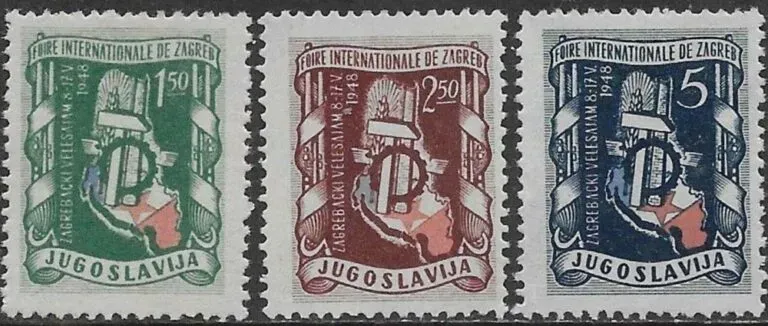 Yugoslavia year 1948 stamps International Exhibition Zagreb