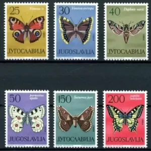 Yugoslavia year 1964 Fauna Butterflies complete set postage stamps