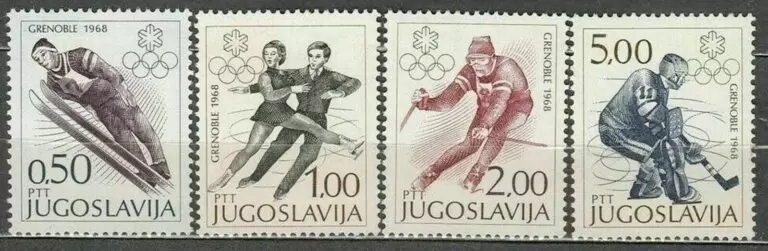 Yugoslavia year 1968 stamps – Winter Olympic Games Grenoble