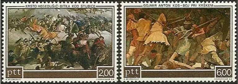 Yugoslavia year 1973 stamps Slovenian Peasant risings - Battle of Krsko