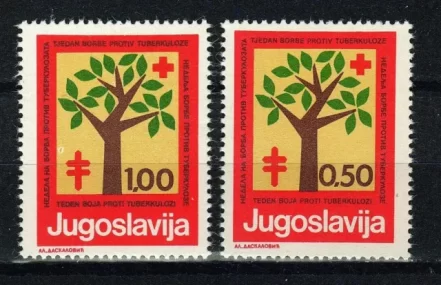 Yugoslavia year 1977 stamps Red Cross - Against Tuberculosis full set