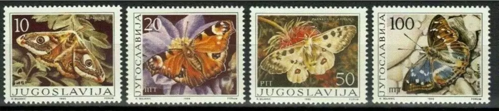 Yugoslavia year 1986 stamps - Fauna /Butterflies Complete set MNH**