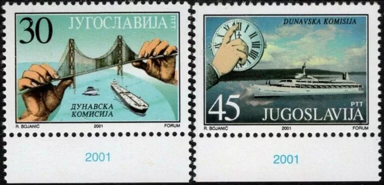 Yugoslavia year 2001 stamps - Danube Commission - Ships Bridges MNH**