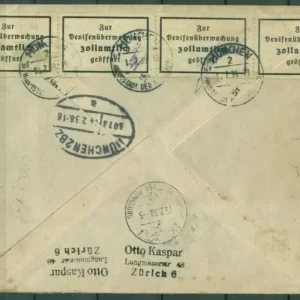 Zurich Switzerland to München Germany year 1938 Airmail cover