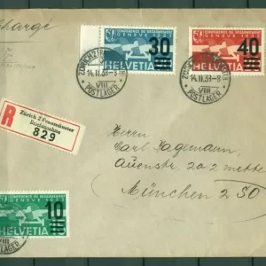 Zurich Switzerland to München Germany year 1938 ☀ Airmail cover