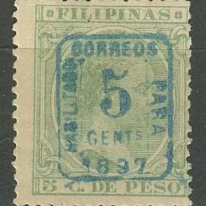 1897 Spanish Possessions Philippines”King Alfonso XII” 5c MH stamp