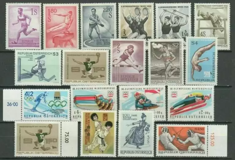 Austria 1950 1970 Sport Lot postage stamps