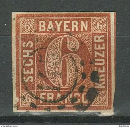 Bavaria Bayern year 1849 - 6 Kr Used stamp