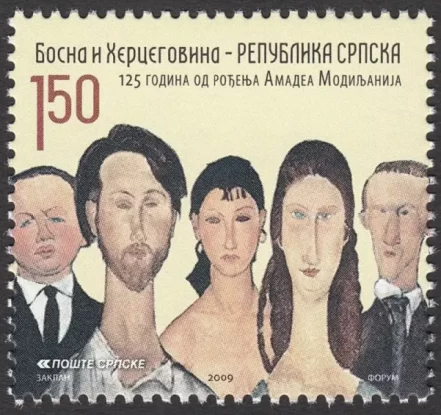 Bosnia year 2009 stamp Art / Italy Painter Amedeo Modigliani MNH