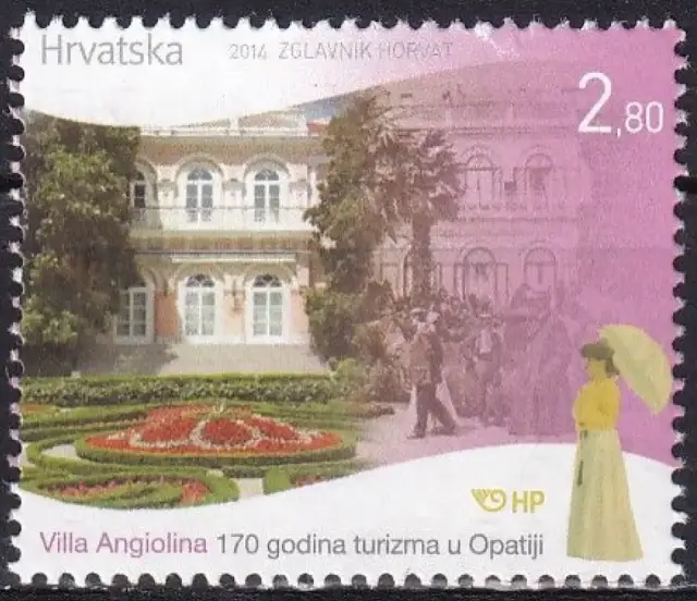 Croatia year 2014 Tourism in Opatija - Architecture stamp - Villa Angiolina