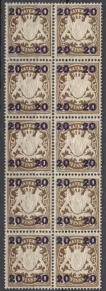 Germany Bayern year 1920 20 Pfg stamps block MNH