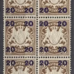 Germany Bayern year 1920 20 Pfg stamps block MNH