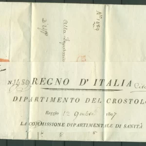 Italy Regno old letter 1807 Official letter del Crostolo