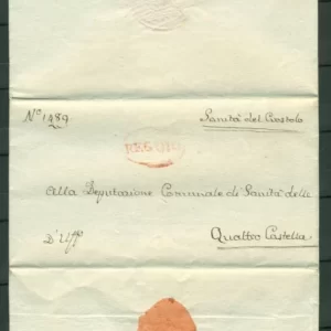 Italy Regno old letter 1807 Official letter del Crostolo