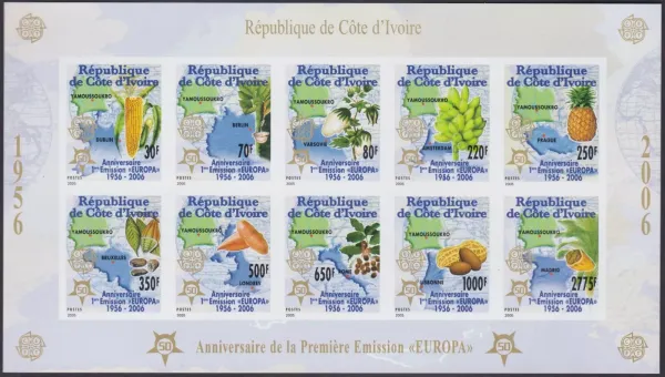 Ivory Coast year 2006 Europa CEPT stamps Flora fruits