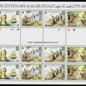 Tuvalu year 1979 captain James Cook stamps