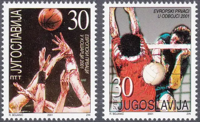 Yugoslavia stamps year 2001 Basketball & Volleyball Winner set