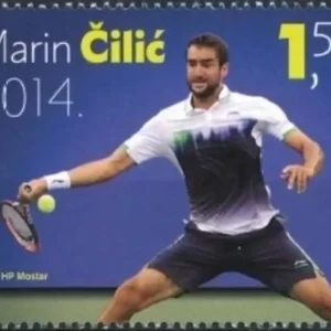 Bosnia stamp year 2014 Mostar Tennis player Marin Cilic