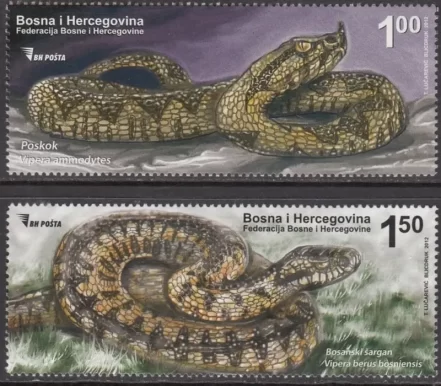 Bosnia and Herzegovina year 2012 Fauna Reptiles - Snakes set