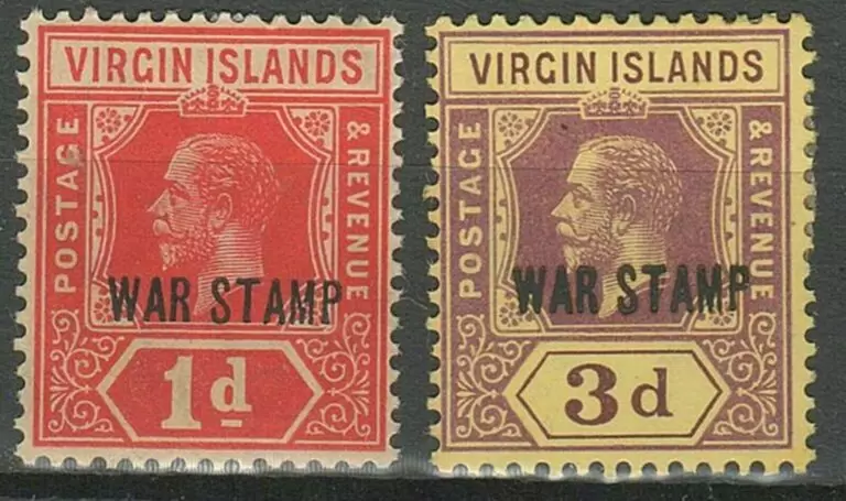 British Virgin Islands 1917 GV War Tax MH set postage stamps