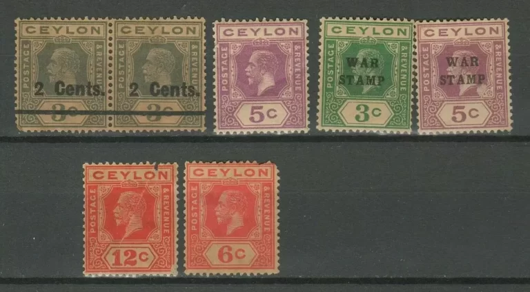 Ceylon 1911/1918 MLH Lot postage stamps