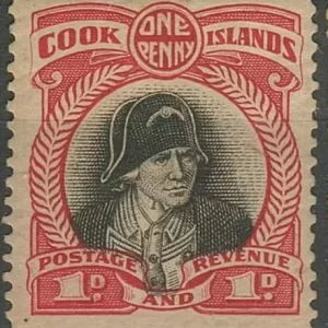 Cook Islands 1945 KGVI 1d carmine red/black MH postage stamp