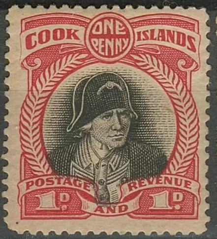 Cook Islands 1945 KGVI 1d carmine red/black MH postage stamp