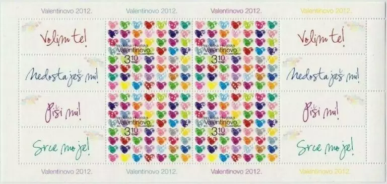 Croatia 2012 Valentine Day postage stamps